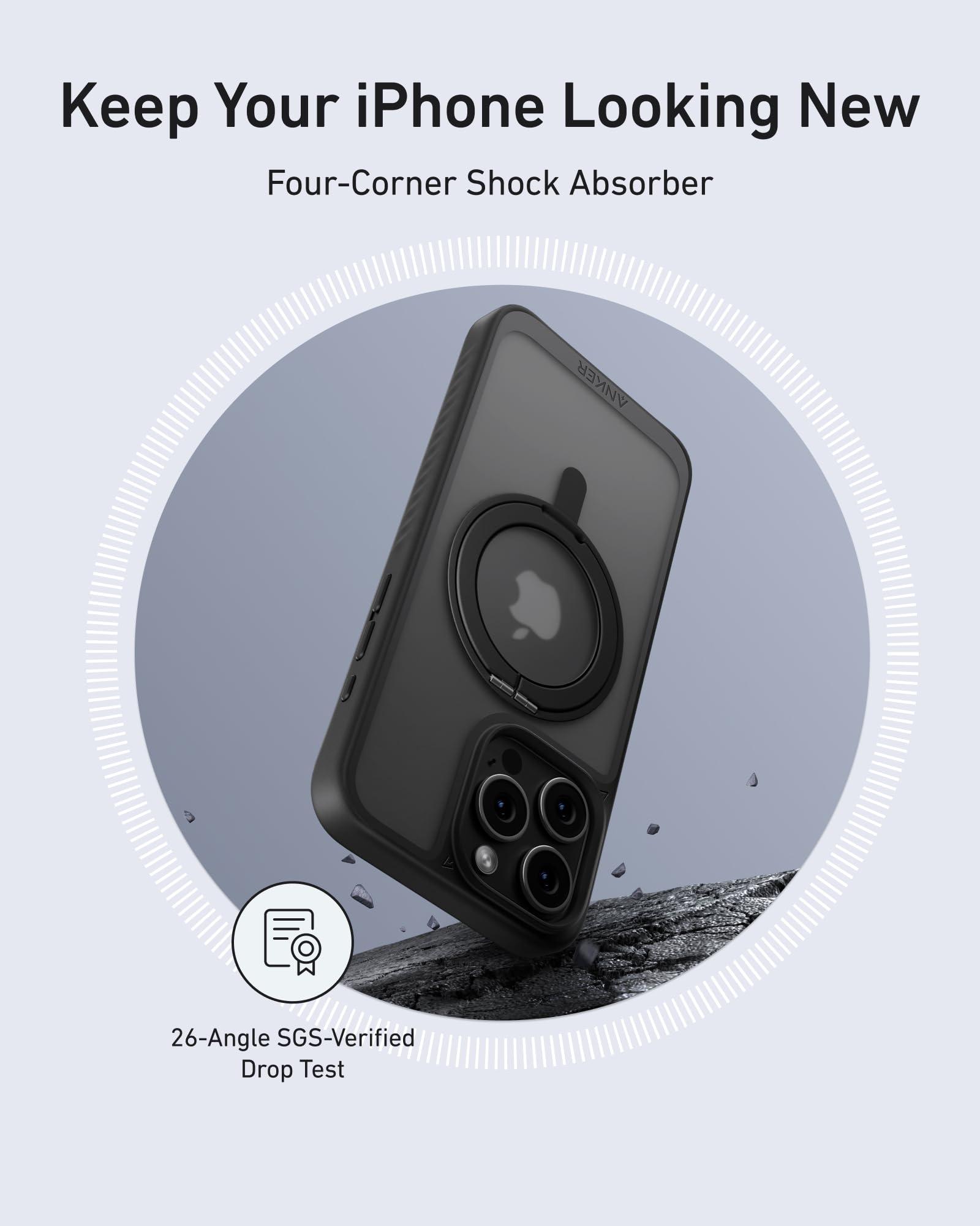 Anker Ultra Magnetic for iPhone 16 Pro Max Case with Sturdy 360° Ring Stand, Military-Grade Shockproof iPhone 16 Pro Max Kickstand Compatible with MagSafe(Black) - Image 5