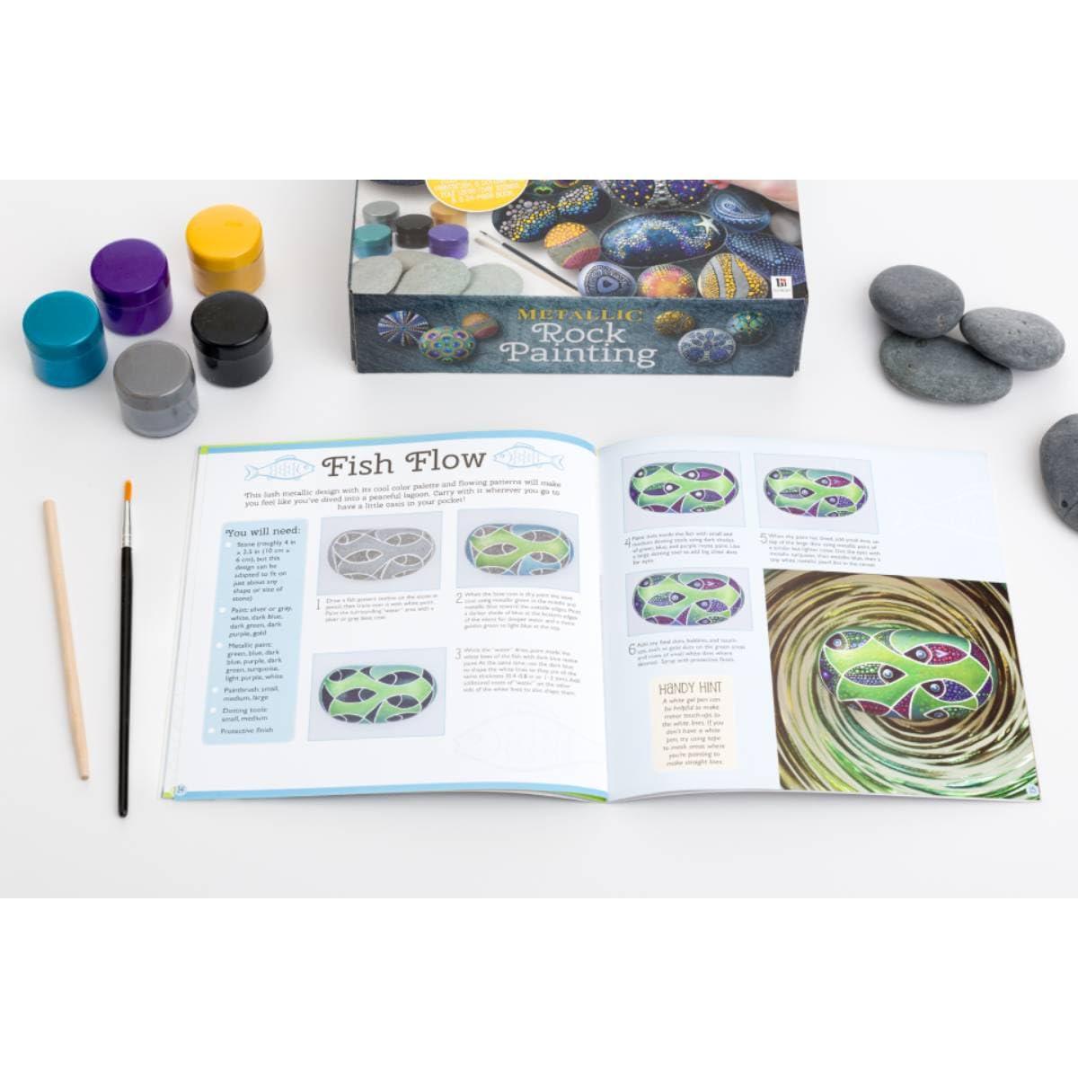 Metallic Rock Painting Box Set - DIY Rock Painting for Adults - Rocks, Brush, Paint Included - Mandala Stone Artist - Create Rock Artwork at Home - Arts and Craft for Adults - Adult Hobbies - Image 4