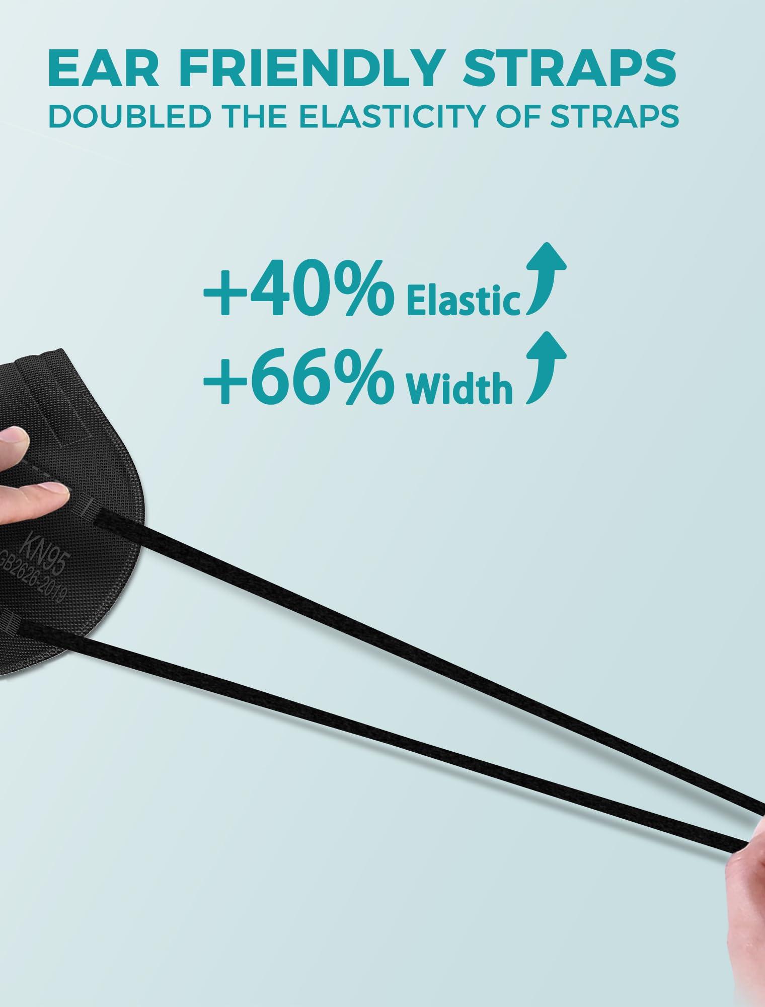 TOPMAX KN95 Face Masks 50 Pack 5-Ply Breathable Filter Efficiency≥95% Protective Cup Dust Disposable Masks Against PM2.5 Black - Image 3