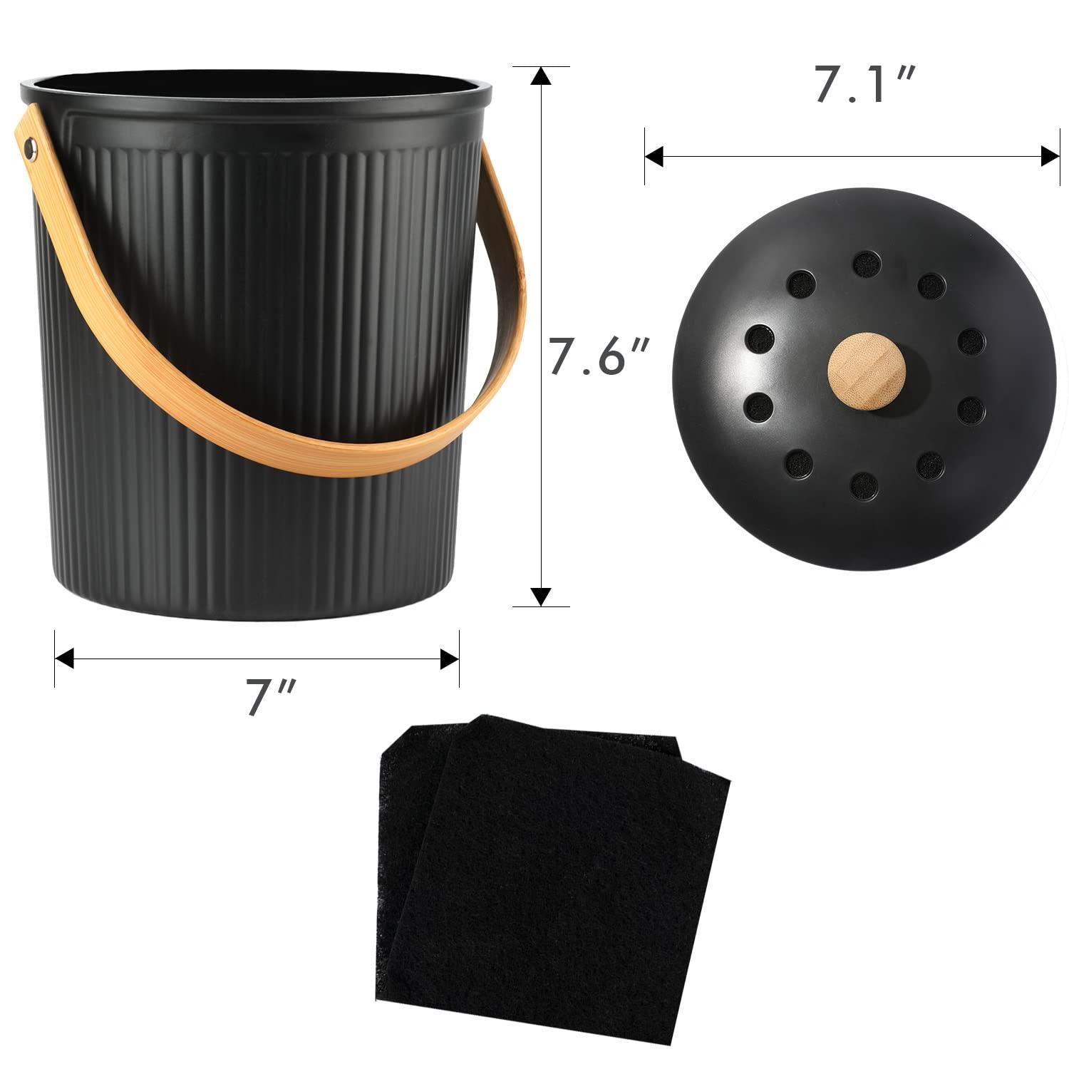Countertop Compost Bin, LALASTAR Compost Bin Kitchen with Lid, Made of Sustainable Bamboo Fiber, Indoor Food Composter for Kitchen, Odorless, 1 Gallon, Black - Image 3