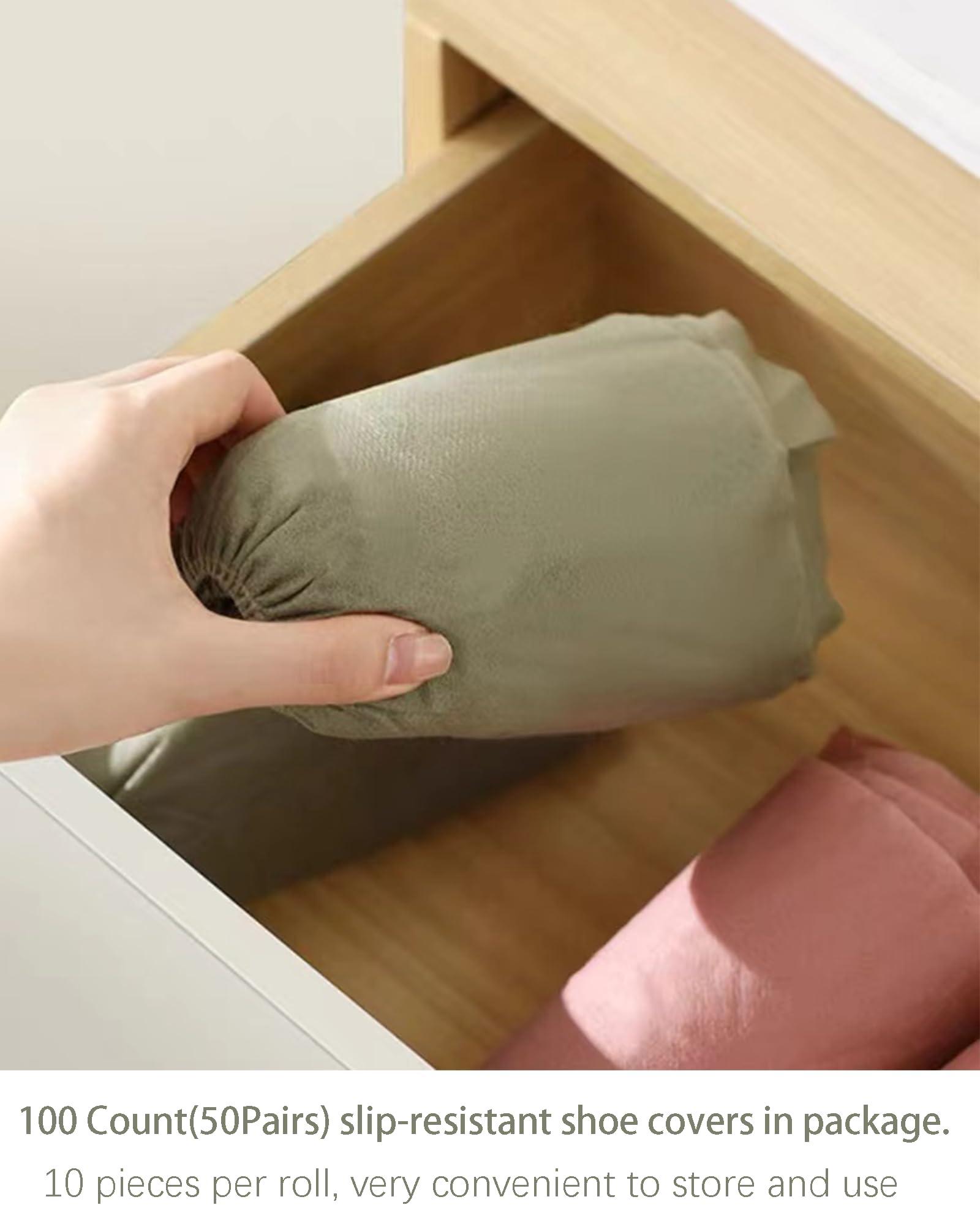 Disposable Shoe Covers 100-Pack(50 Pairs) Multi-color Indoor Thickened Non-Woven Fabric Dustproof Booties Home Slip Resistant Shoe Covers - Image 7
