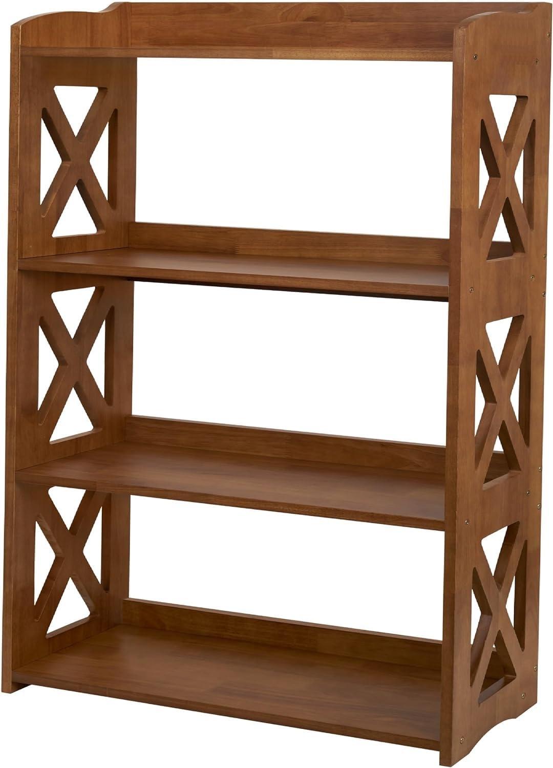YCICI Open Book Shelf, 4 Tier Bookcase, Small Bookshelf, Wooden Book Shelf Kitchen Shelf, Freestanding Display Storage Shelves for Bedroom, Living Room and Office (Brown) - Image 5