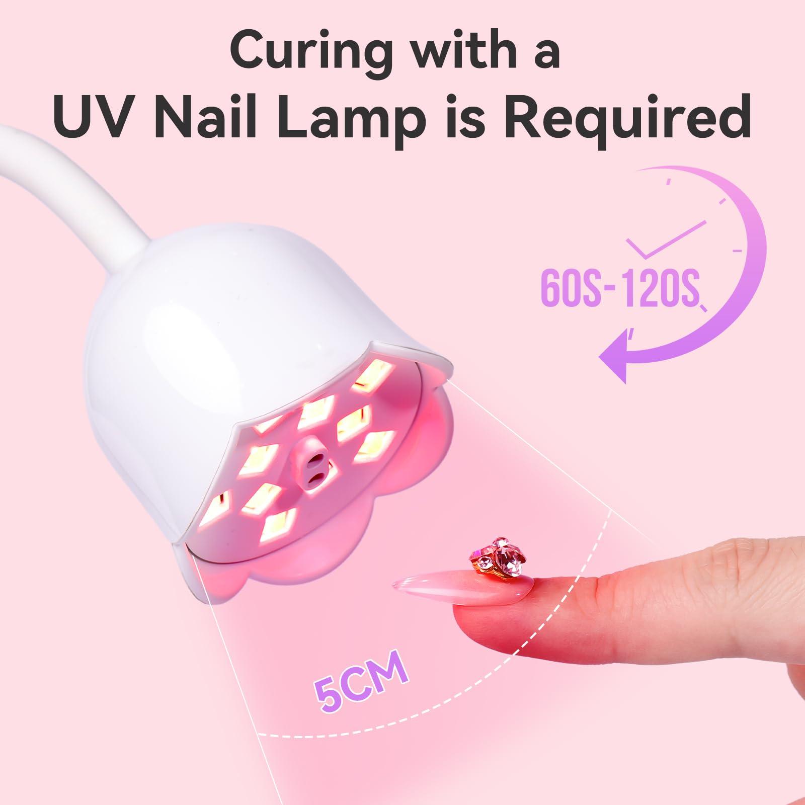 Makartt Nail Rhinestone Glue for Nails: Super Strong Gel Nail Glue for Decorations Nail Charm 3D Nails Bling Gel for Nail Gem Nail Art Jewel Diamonds 30ML Cured Need Beauty - Image 7