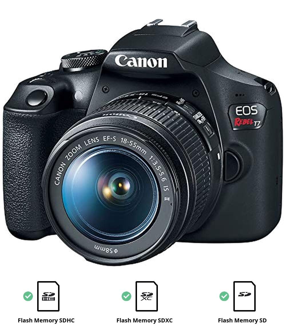 Canon EOS Rebel T7 DSLR Camera with 18-55mm Lens | Built-in Wi-Fi | 24.1 MP CMOS Sensor | DIGIC 4+ Image Processor and Full HD Videos - Image 2