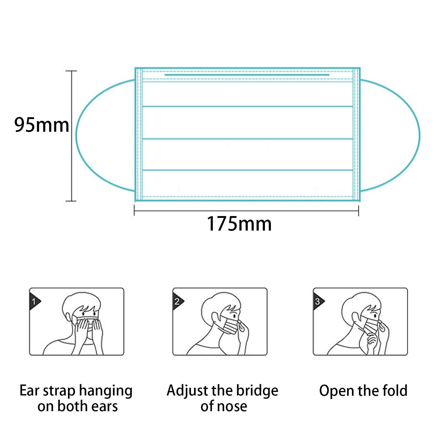 mystcare Disposable Face Mask 50 Pack Individually Packaged Wrapped Protection For Adults 3-layer Filter Safety Face Masks - Image 7