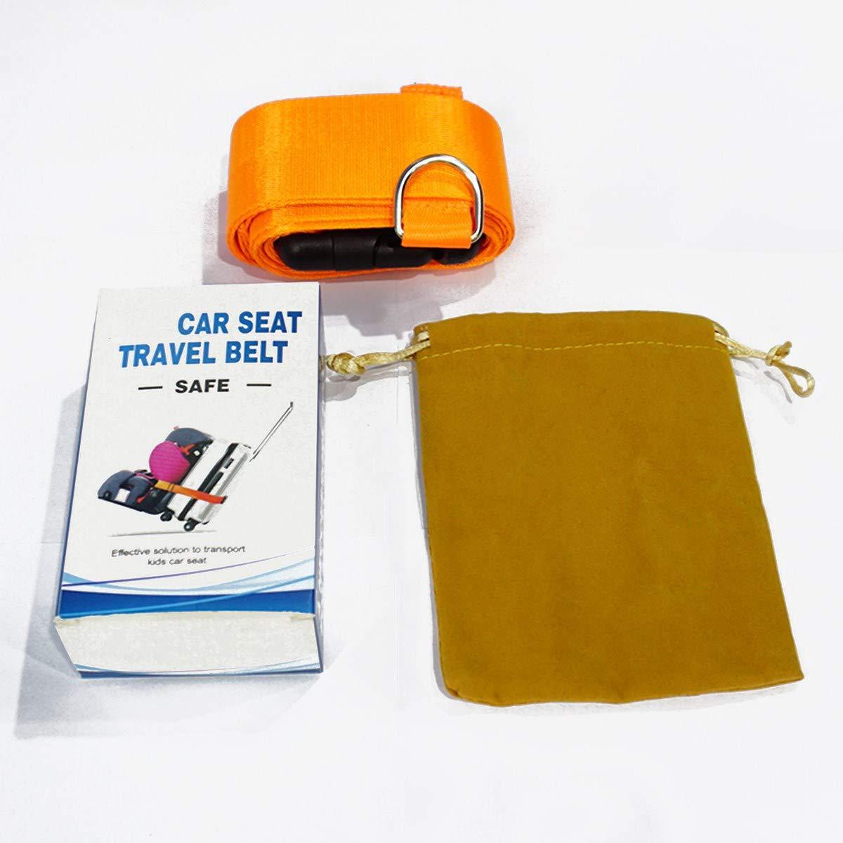 Car Seat Belt Strap to Suitcase, Convert Kid Car Seat and Carry-on Luggage to Airport Stroller Carrier,Safe Travel Solution for Transport (Orange) - Image 7