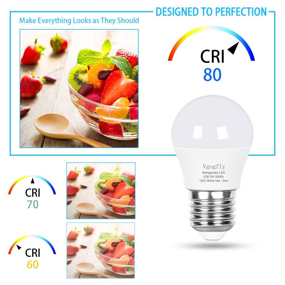 Vgogfly LED Refrigerator Light Bulb 40W Equivalent 120V A15 Fridge Waterproof Bulbs 5 W Daylight White 5000K E26 Medium Base Freezer Home Lighting Lamp Non-dimmable(2 Pack) - Image 6