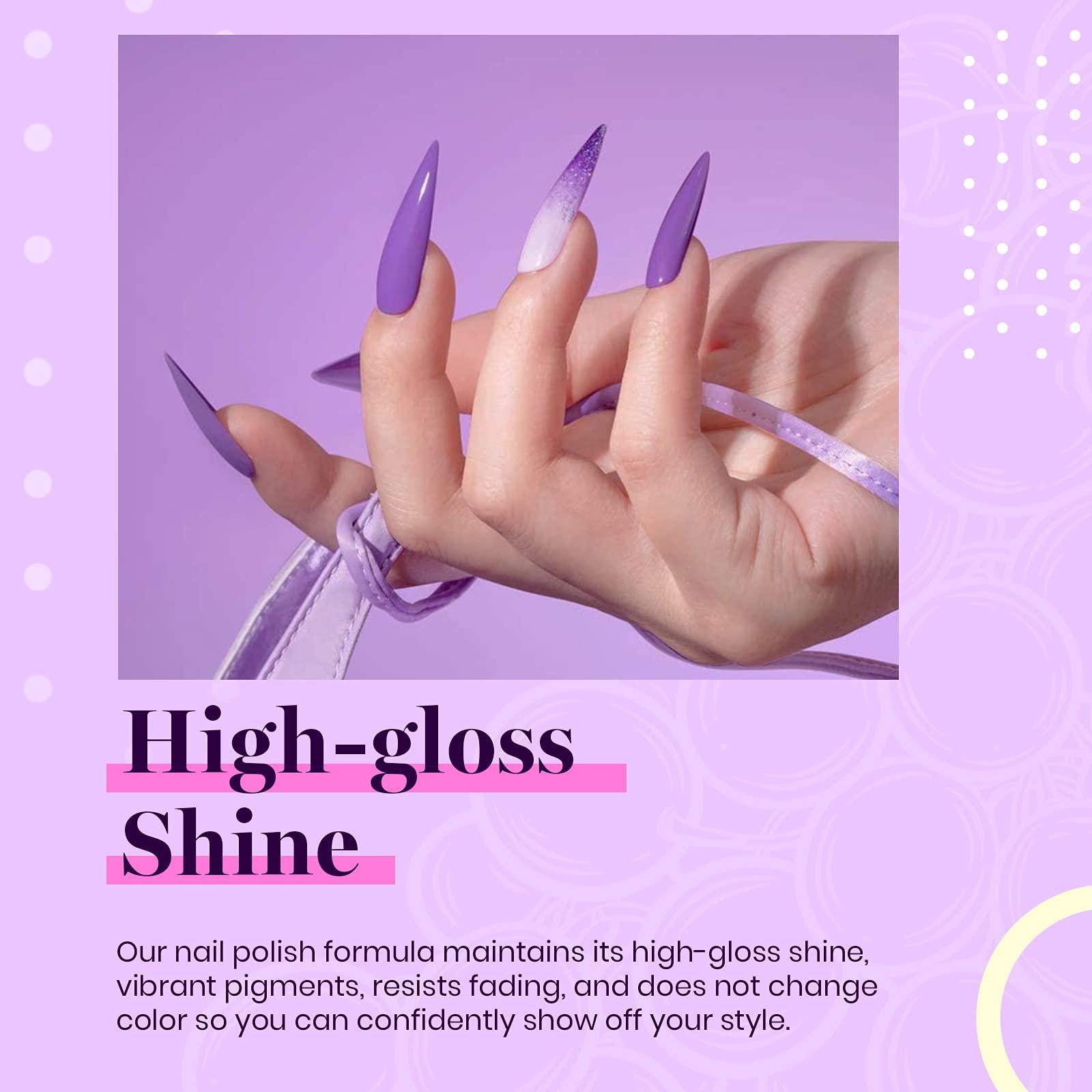 Beetles Purple Gel Nail Polish Set, 6 Colors Pastel Purple Gel Polish Glitter Pink lavender Nail Polish Soak Off U v LED Gel Nail Kit Diy Nail Art Manicure at Home Gifts for Women - Image 3