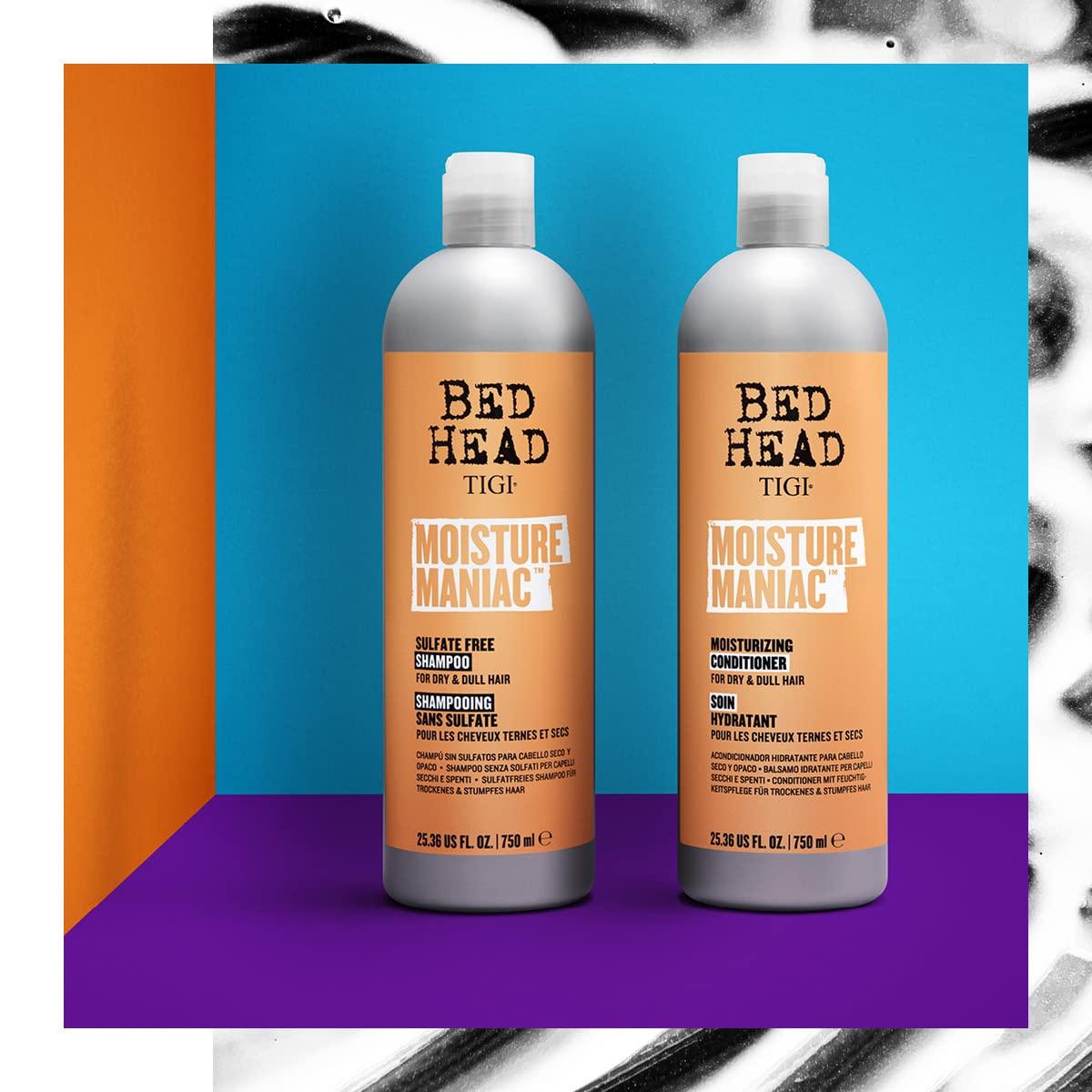 Bed Head by TIGI Sulfate Free Shampoo and Conditioner Set for Dry Hair, Moisture Maniac Hair Care with Argan Oil, 25.36 fl oz, 2 pack - Image 5