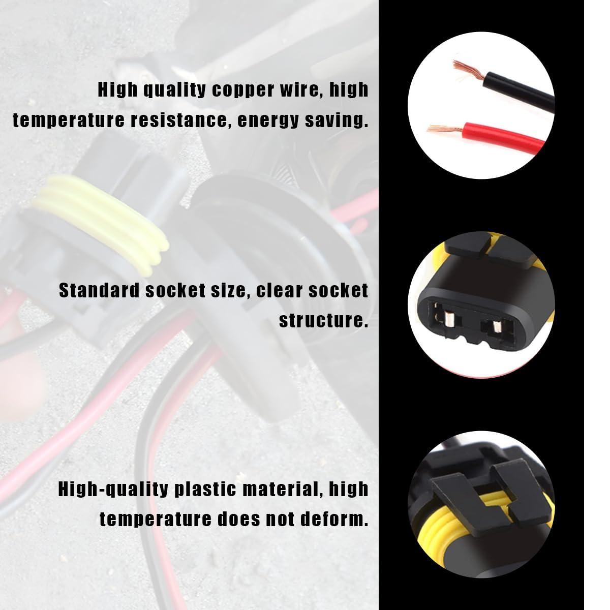 Wevdn 2 PCS 9005 HB3 9006 HB4 9012 Bulb Socket, Headlight Connector Female Adapter Wiring Harness Socket, Automotive Headlights Fog Lights Socket Wire Replacement, Car Accessories - Image 3