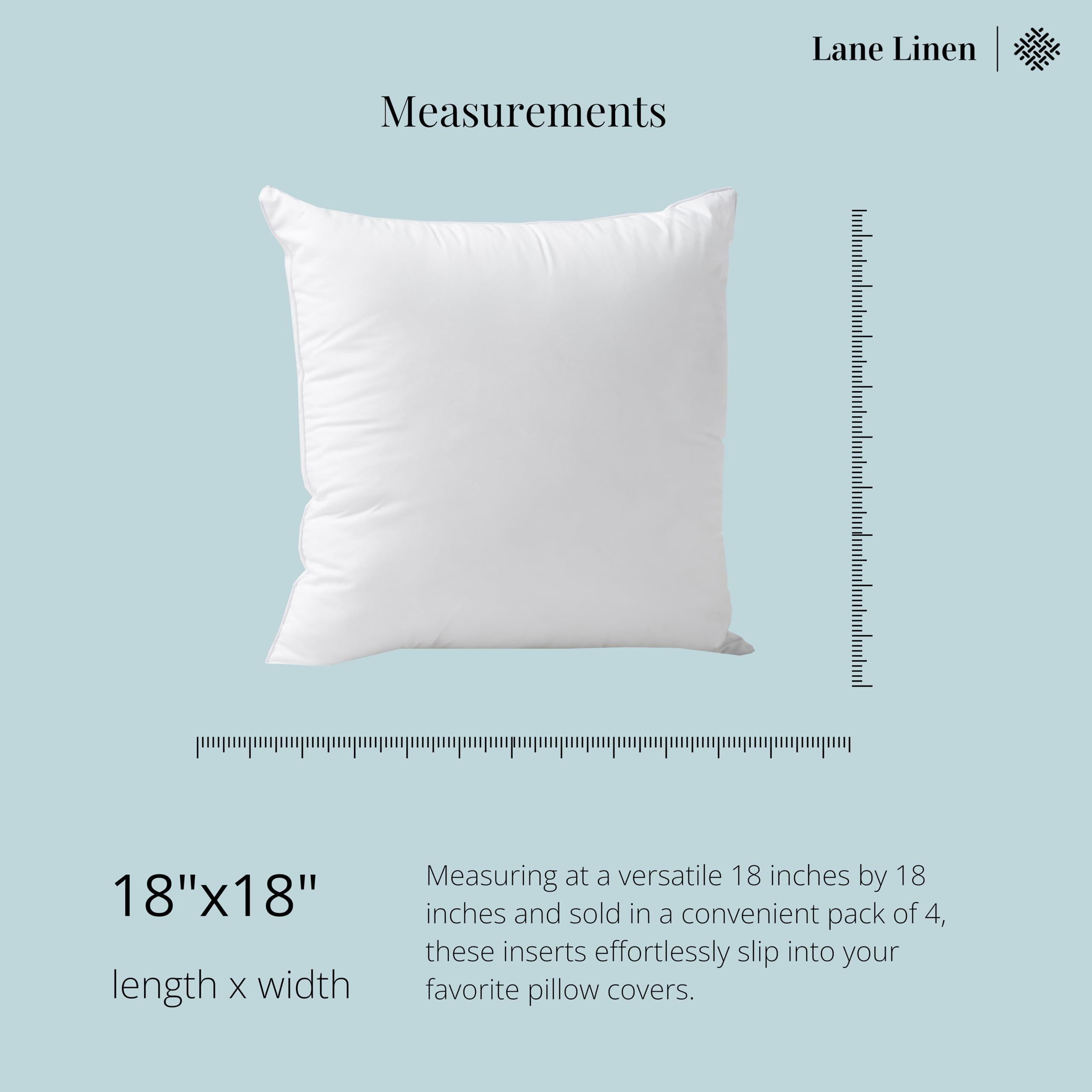 LANE LINEN 4 Pack 18x18 White Throw Pillow Inserts for Decorative Pillow Covers, Couch Pillows for Living Room, Fluffy Pillows for Bed - Image 2