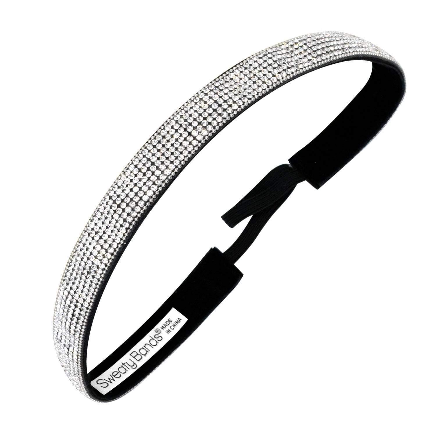 Sweaty Bands Womens Girls Headband - Non-Slip, Velvet-Lined Sparkle Hairband - Bling It Girl's Best Friend Silver 5/8-Inch