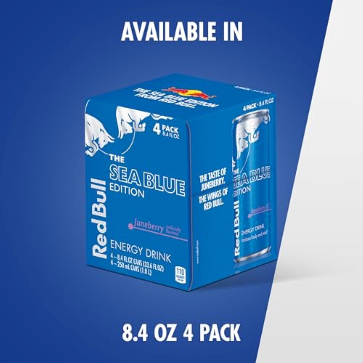 Red Bull Sea Blue Edition Energy Drink, Juneberry, with 80mg Caffeine plus Taurine & B Vitamins, 8.4 Fl Oz, Pack of 24 Cans - Image 9