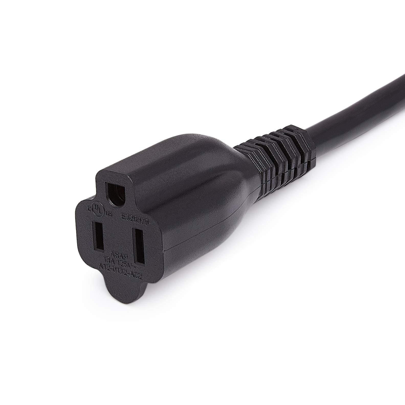 Amazon Basics Extension Cord, 6 Ft, 3 Prong Outlet Extender, Indoor Extension Cord, 13 Amps, 125V, Black - Image 3