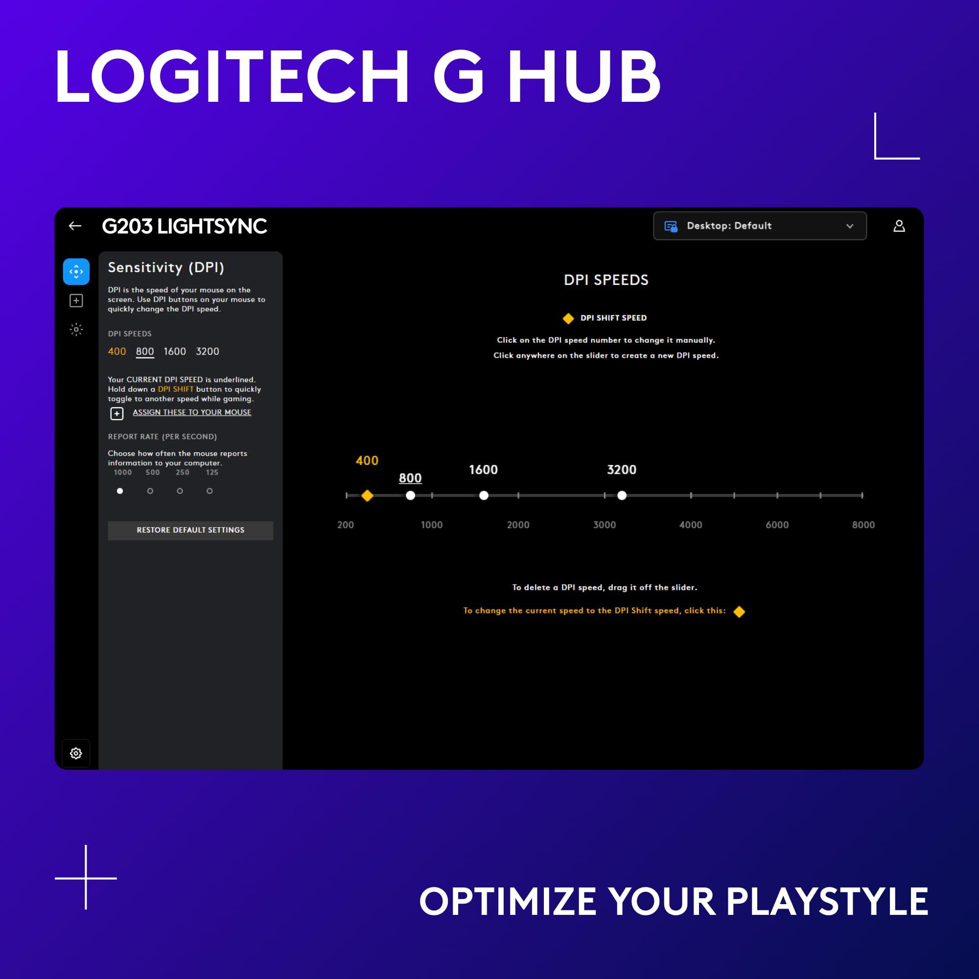 Logitech G203 Wired Gaming Mouse, 8,000 DPI, Rainbow Optical Effect LIGHTSYNC RGB, 6 Programmable Buttons, On-Board Memory, Screen Mapping, PC/Mac Computer and Laptop Compatible - Black - Image 5