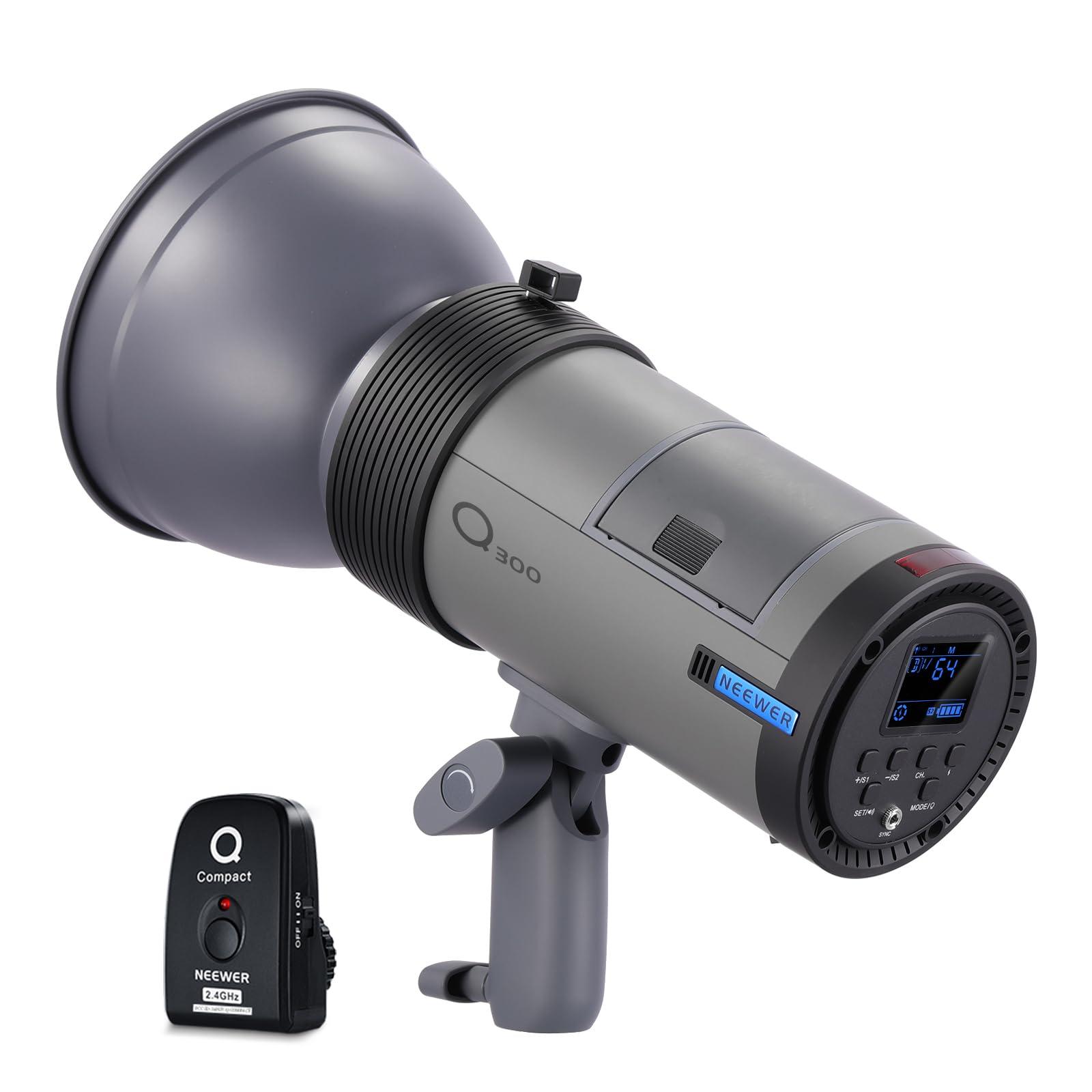 NEEWER Q300 300Ws 2.4G Outdoor Studio Flash with Q Compact Wireless Trigger, 7800mAh Li ion Battery Powered Strobe Light Photography Cordless Monolight with 1000 Full Power Flash 0.4~2.5s Recycle