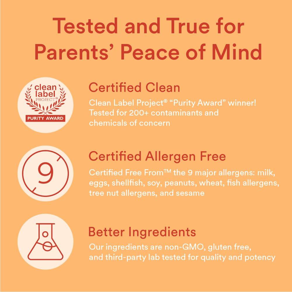 SmartyPants Kids Multivitamin Gummies: Omega 3 Fish Oil (EPA/DHA), Vitamin D3, C, Vitamin B12, B6, A, K & Zinc for Immune Support, Biotin, Gluten Free, Three Fruit Flavors, 120 Count (30 Day Supply) - Image 9