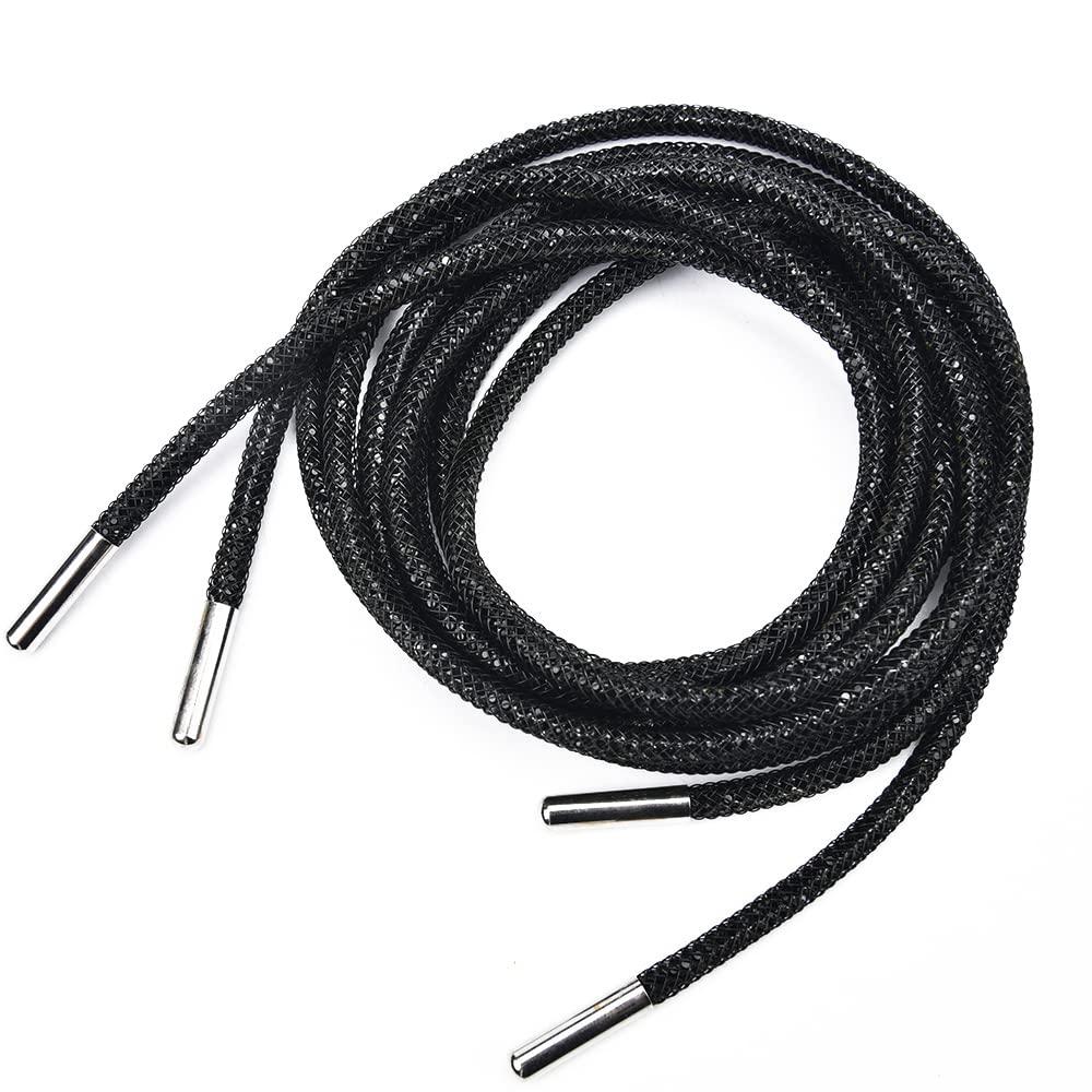 XINMILI Popular Shoelace 140Cm Round Rhinestone Rope Diamond Tube Trimming Diy Trouser Hoodie Drawstring Garment Accessories