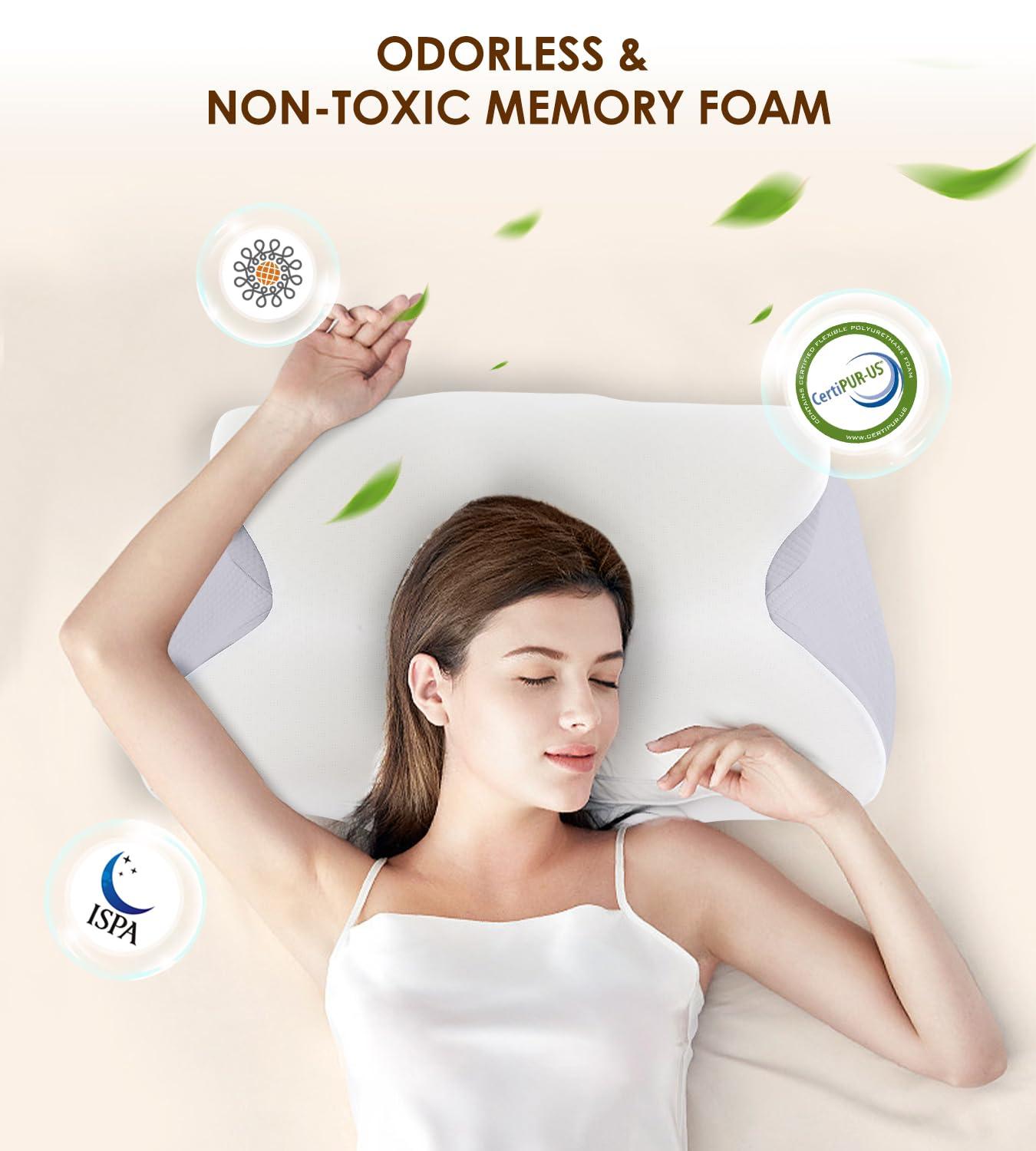 FAIORD Cervical Pillow for Neck and Shoulder, Ergonomic Contour Memory Foam Pillows for Sleeping with Washable Pillowcase, Cooling Neck Support Pillow for Side Back Stomach Sleeper - Image 7