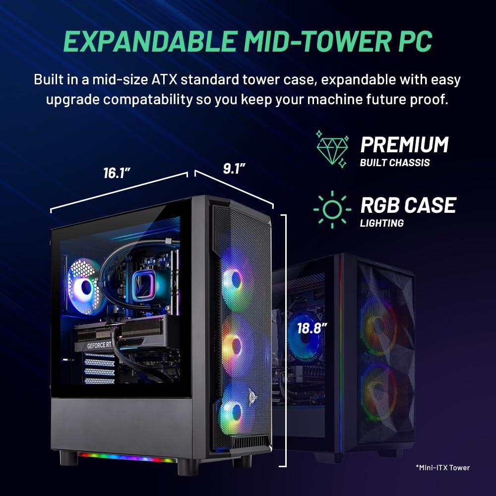 Skytech Gaming Shadow Gaming PC Desktop – AMD Ryzen 7 5700X 3.4 GHz, NVIDIA RTX 4060, 1TB NVME SSD, 16GB DDR4 RAM 3200, 600W Gold PSU, 11AC Wi-Fi, Windows 11 Home 64-bit,Black - Image 6