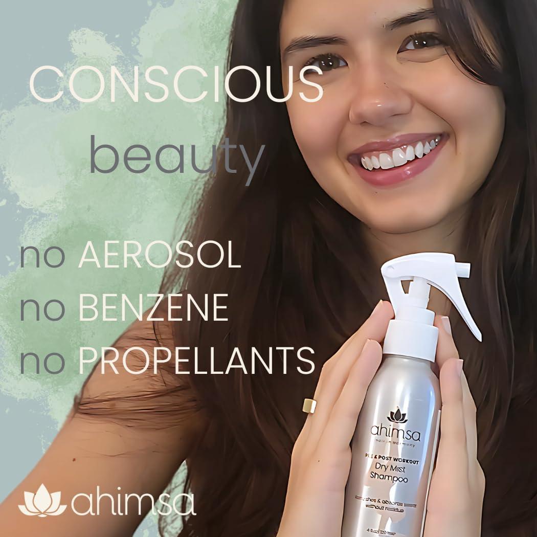 Ahimsa Dry Mist Shampoo for Dark Hair – No White Residue, No Powder, No Benzene – Instantly Refreshes & Absorbs Sweat – Easy Application, Non-Aerosol, Vegan, Cruelty-Free - Image 5