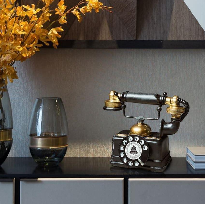 7 inch Creative Retro Telephones European Resin Rotary Dialing Telephone Decoration Cafe Bar Window Decorative Home Decoration Props (L: 7 1/4 inch X W: 3 1/8 inch X H: 6 1/4 inch) - Image 7