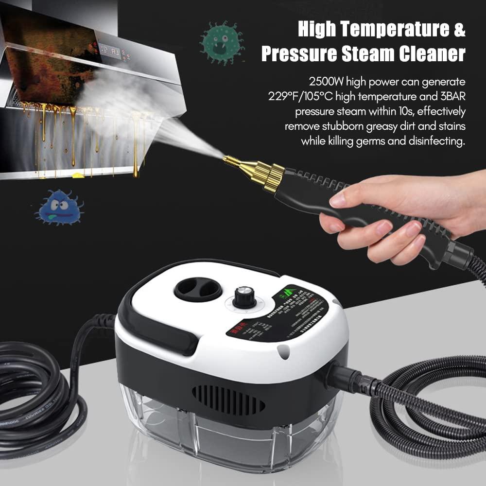 Decdeal Steam Cleaner - 2500W High Temperature Pressurized Handheld Steam Cleaning Machine with Brush Heads and Gloves, for Car Floors Kitchen Furniture Bathroom Windows - Image 3
