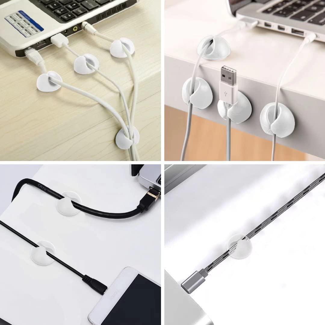 CHEFBEE 8 Pack Adhesive Cable Clips, Cable Cord Holder Organizer Management System for Desk, Wire Clips for All Your Computer, Electrical, Charging or Mouse Cord, White - Image 5