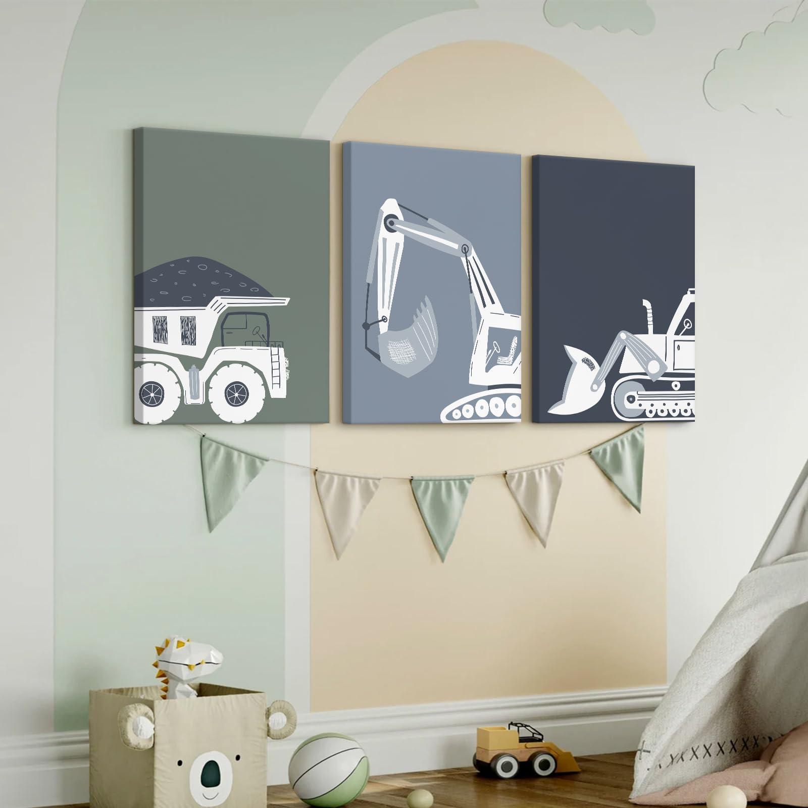 Construction Truck Wall Art Decor Toddler Boys Room Canvas Wall Art Tractor Vehicle Posters Dump Truck Wall Art Kids Bulldozer Pictures Nursery Prints for Boys Bedroom 12x16x3 Inch Wrapped Canvas - Image 6
