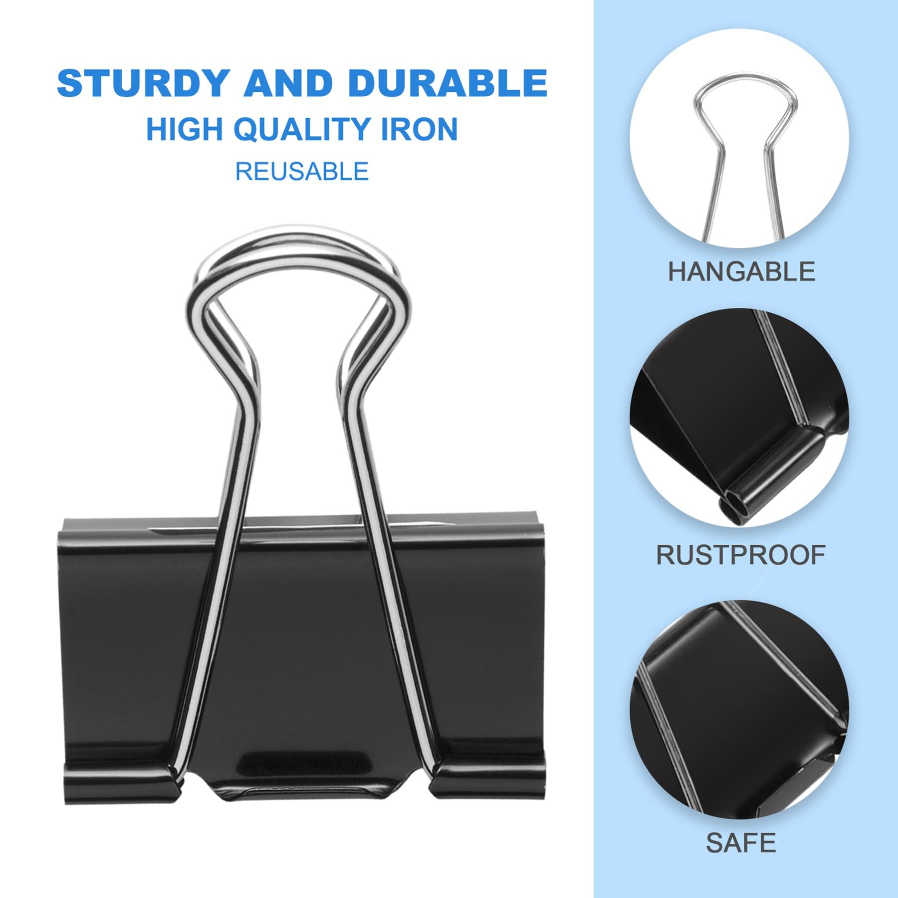 Binder Clips Assorted Sizes Including Extra Large Medium Small Mini and Micro, Office Supplies File Clamps Paper Clips, 6 Sizes in 6 Boxes, 208 PCS Metal Black Clamps for School - Image 3