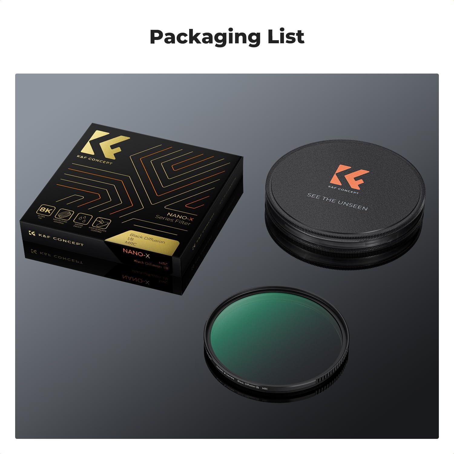 K&F Concept 77mm Black Diffusion 1/8 Filter Mist Cinematic Effect Lens Filter with 28 Multi-Layer Coatings Waterproof/Scratch Resistant for Video/Vlog/Portrait Photography (Nano-X Series) - Image 7