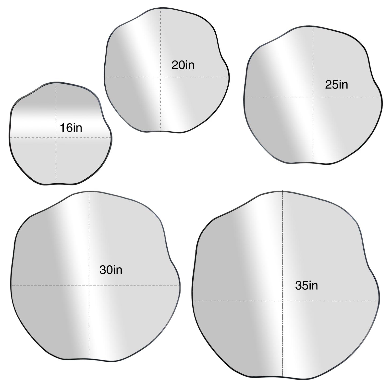 POZINO Irregular Shaped Mirror, 16" Asymmetrical Mirrors, Modern Scalloped Round Mirror, Decorative Waved Mirrors for Bathroom Living Room Bedroom Entryway Fireplace - Image 6