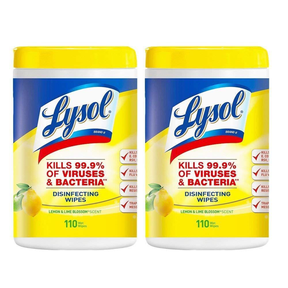Lysol Disinfecting Wipes - Lemon & Lime Blossom 110 ct (Pack of 2)
