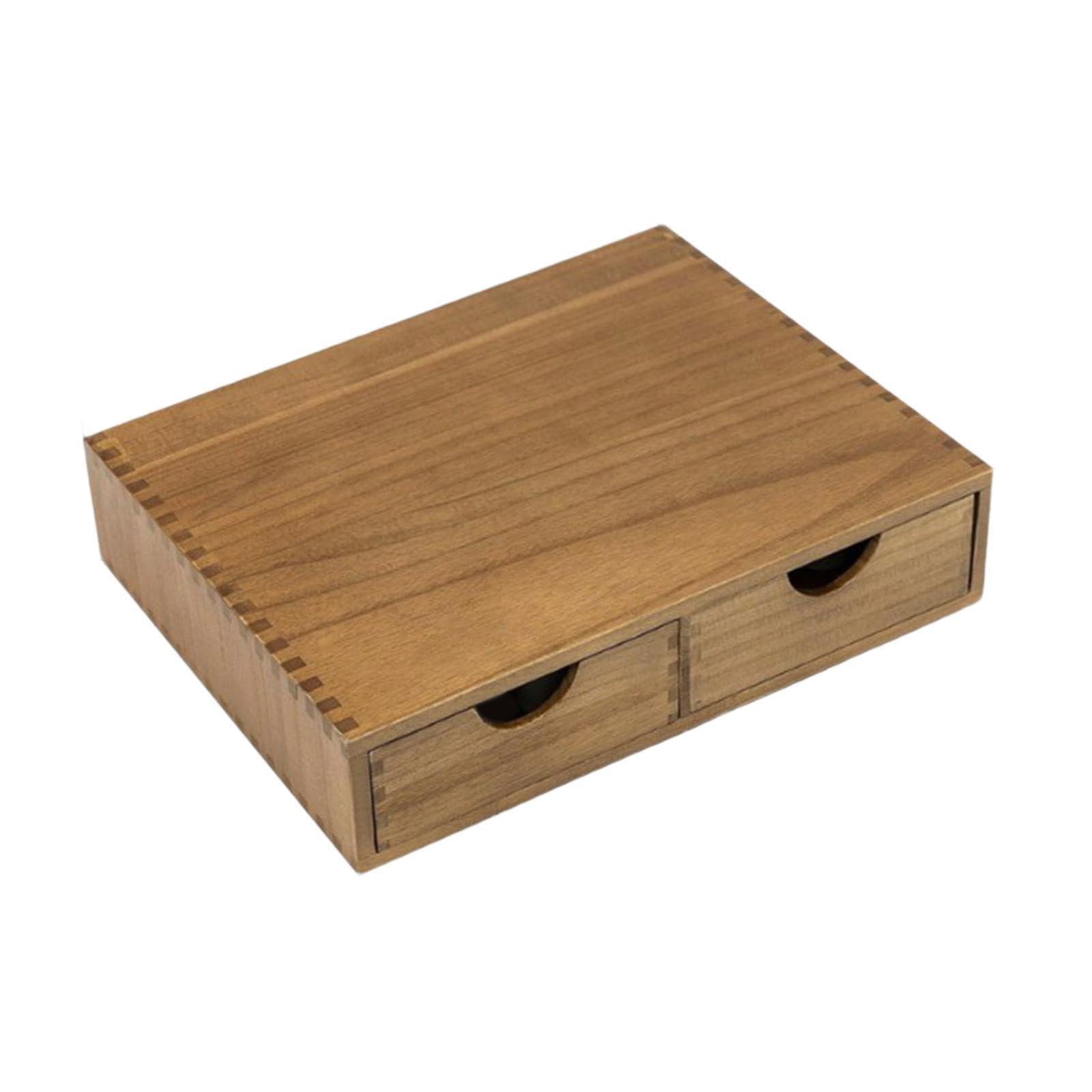 DimyFew Wooden Tea Storage Organizer with Drawer, Multifunctional Coffee Pod Storage Box for Kitchen Office Coffee Bar