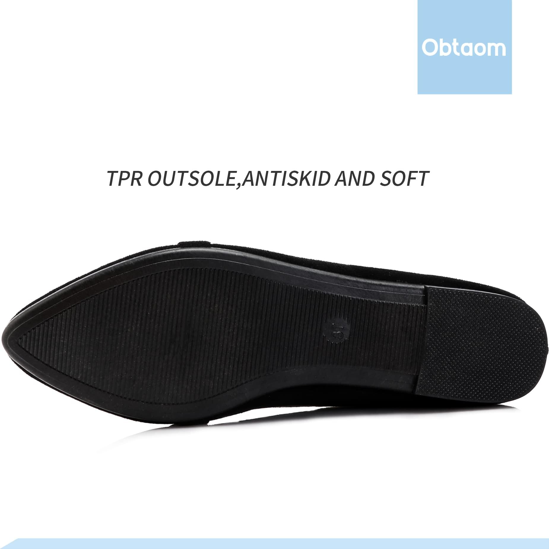 Obtaom Women's Pointy Toe Loafer Flat Comfortable Faux Suede Work Shoes,Cute Penny Loafer Slip On Ballet Flat - Image 6