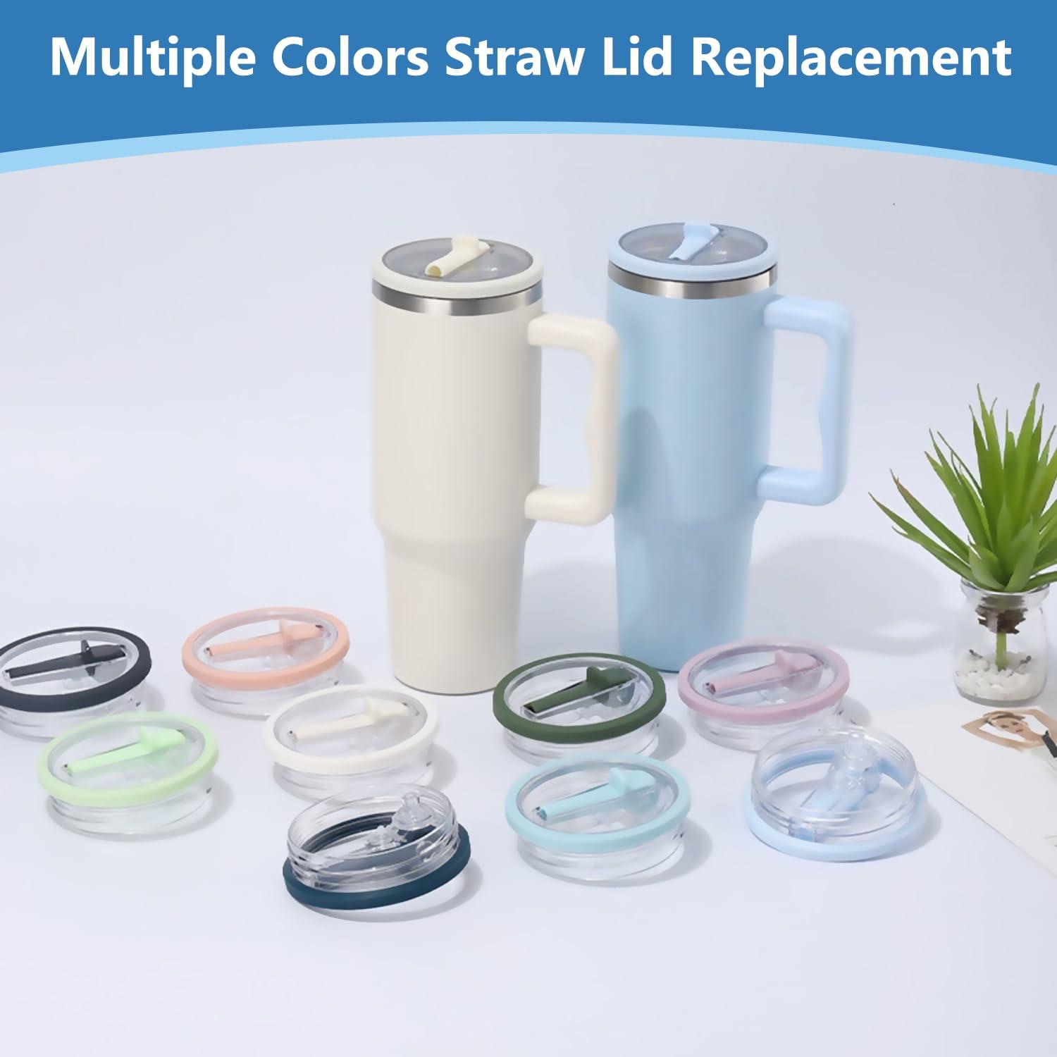 2 Pack 40 oz Tumbler Flip Straw Lid for Stanley Quencher Leak Proof Lid Replacement for Stanley H2.0 Flow State Tumbler, Spill Proof Reusable Lid for Stanley Tumbler Cup (Blue+Cream, 30 oz) - Image 7