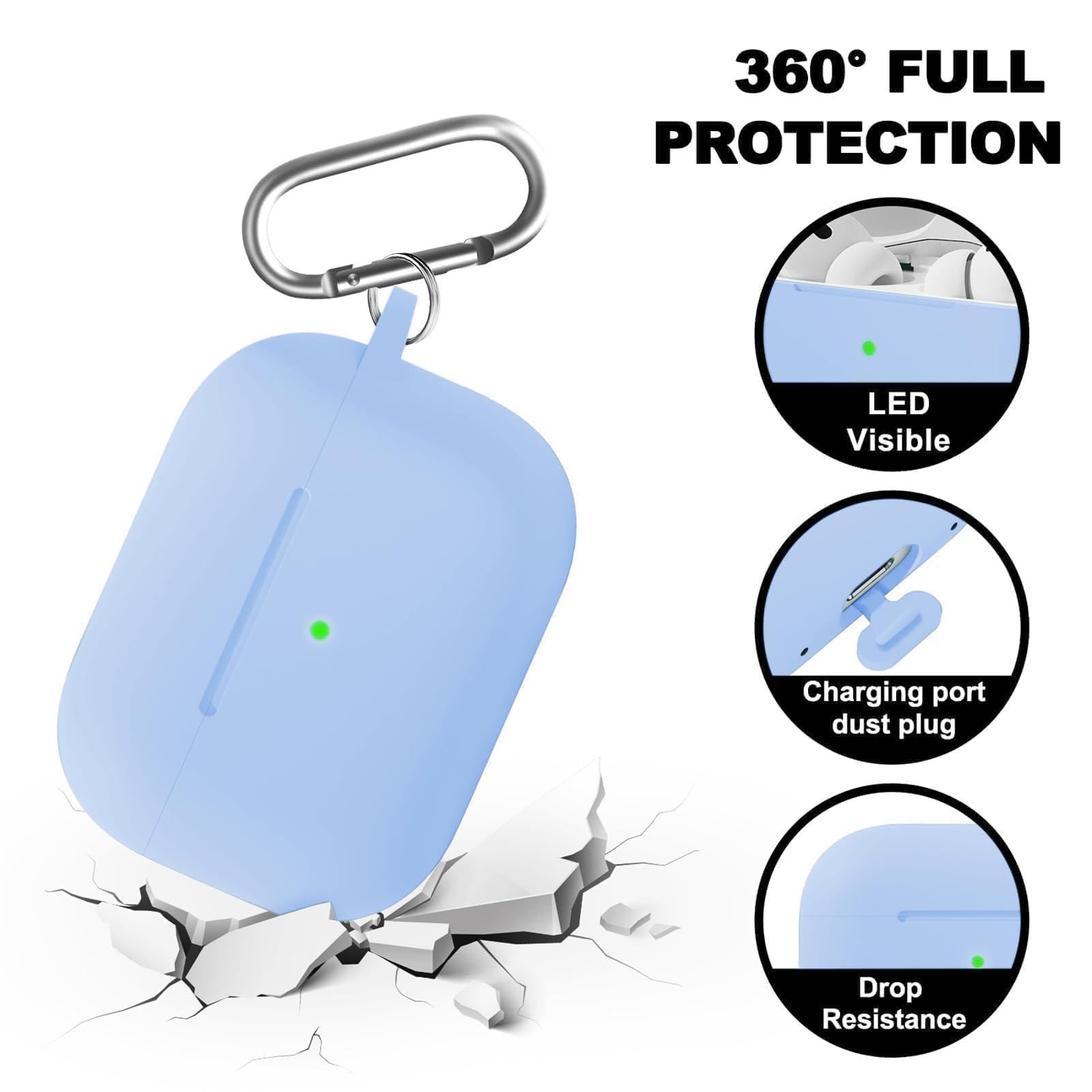 MOLOVA AirPod Pro Case Cover with Cleaner Kit, Soft Silicone Cover for AirPods Pro Case 2nd/1st Comes with Keychain for Women Men,Suitable Cases for Airpods Pro 2nd Generation Case and 1st-Denim Blue - Image 4