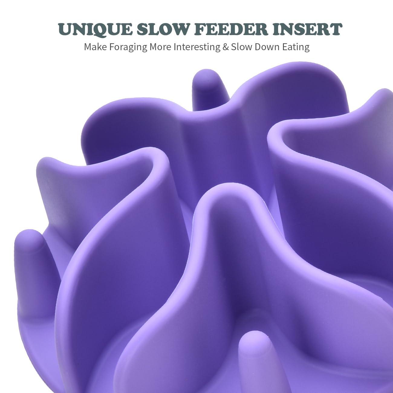 Slow Feeder Dog Bowls Insert, Silicone Slow Feeder Bowl with Strong Suction Cups Perfect for Stainless Steel Glass Ceramic Dog Bowls (Purple, Small Size) - Image 3