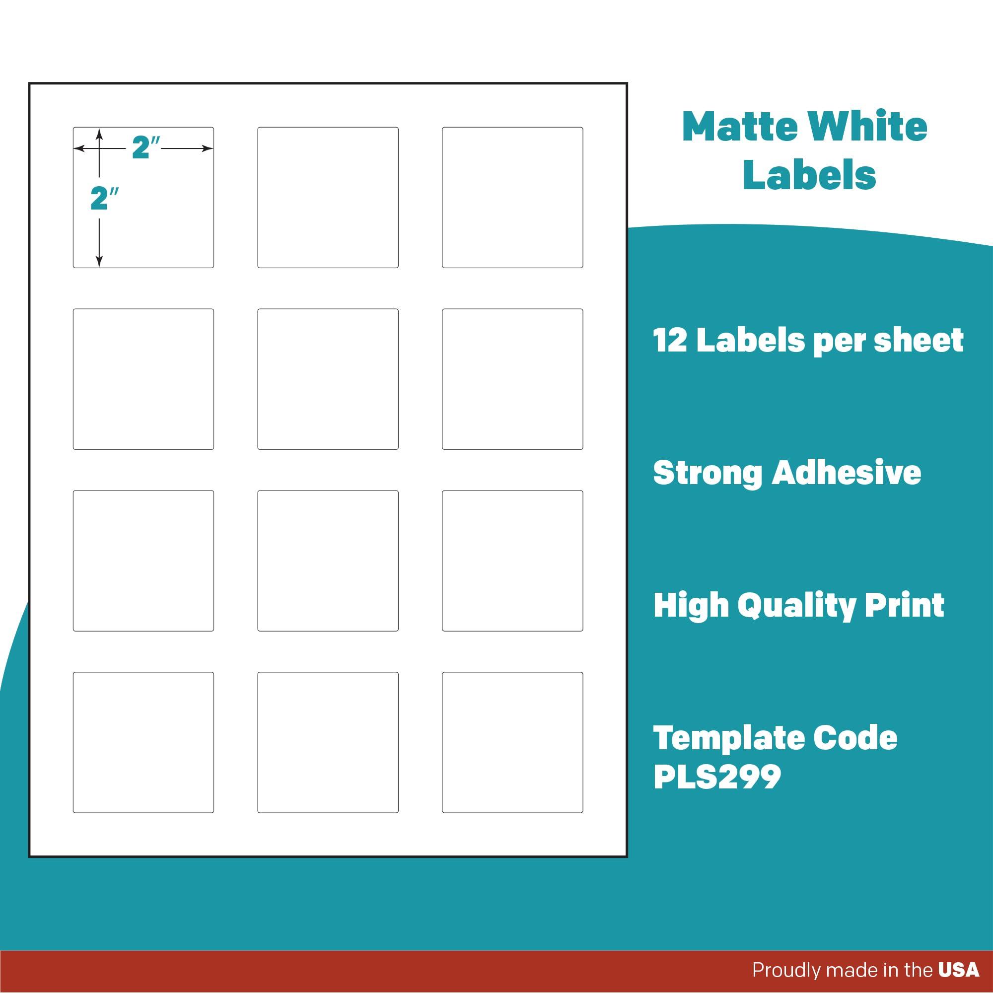Premium Label Supply White Sticker Square Labels with Bleed – 2" x 2" – Laser/Inkjet Compatible – (12 per Sheet), 25 Sheets – 300 Total Adhesive Labels - Image 5