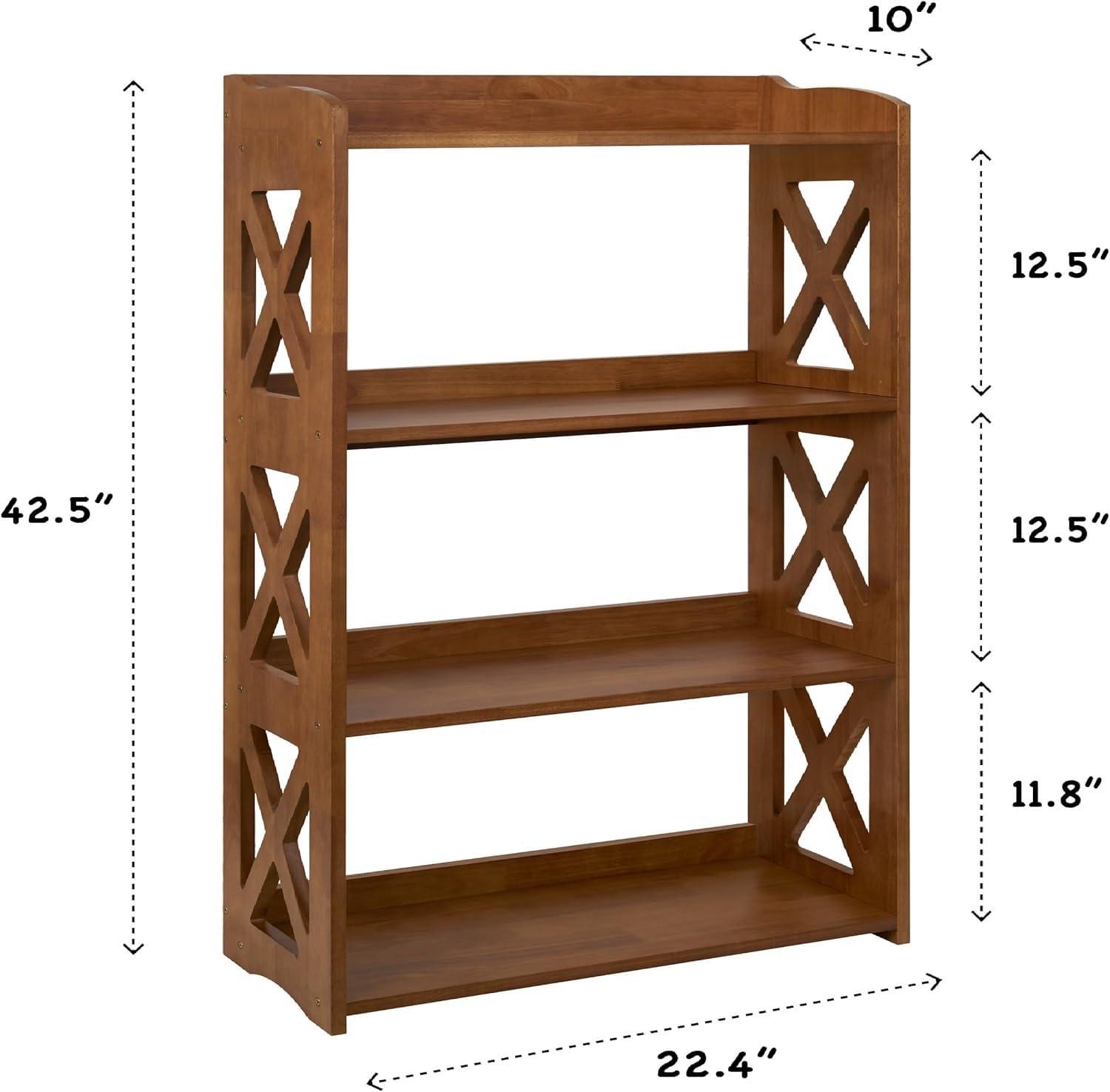YCICI Open Book Shelf, 4 Tier Bookcase, Small Bookshelf, Wooden Book Shelf Kitchen Shelf, Freestanding Display Storage Shelves for Bedroom, Living Room and Office (Brown) - Image 3
