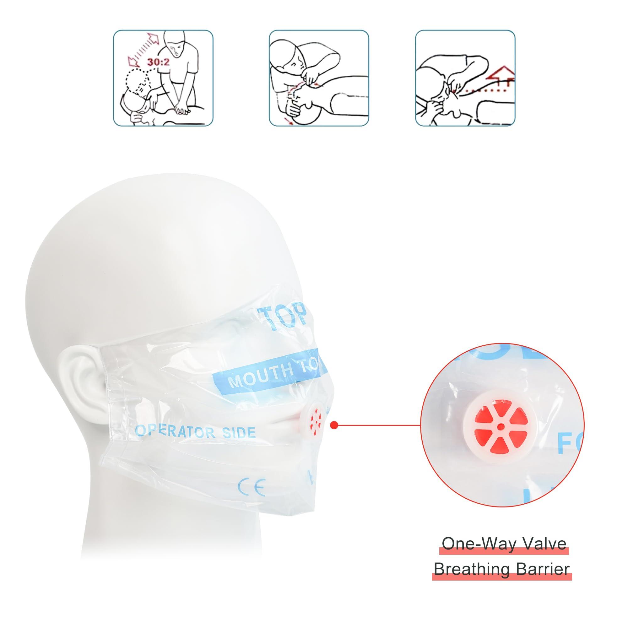 KONGDY 20pcs CPR Face Shield, CPR Pocket Mask Keychain with One-Way Valve Breathing Barrier - Image 4