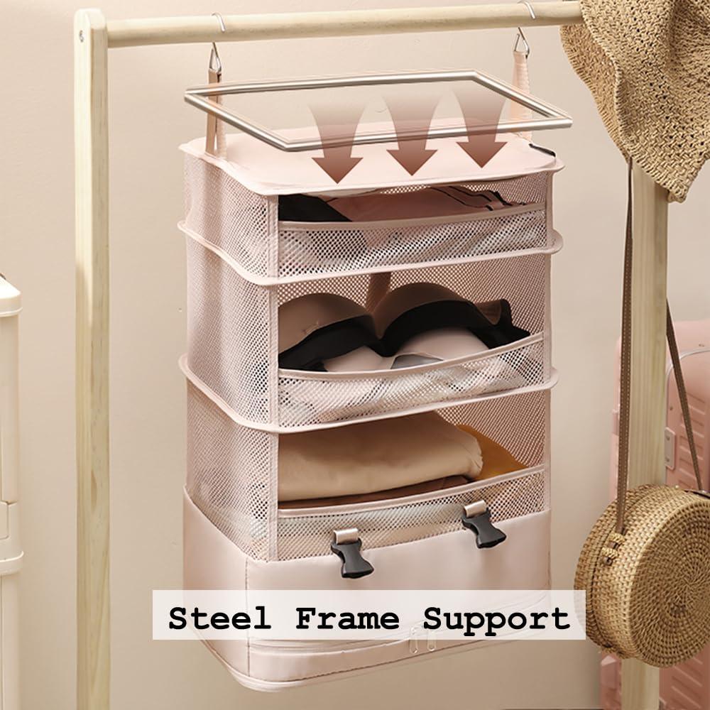 Eyanic Portable Hanging Packing Cubes For Travel, Hanging Travel Shelves, Luggage Organizer For Carry On, Travel Hack, Packing Organizers, Closet Storage, Closet Organizer, Laundry Storage (Red) - Image 5