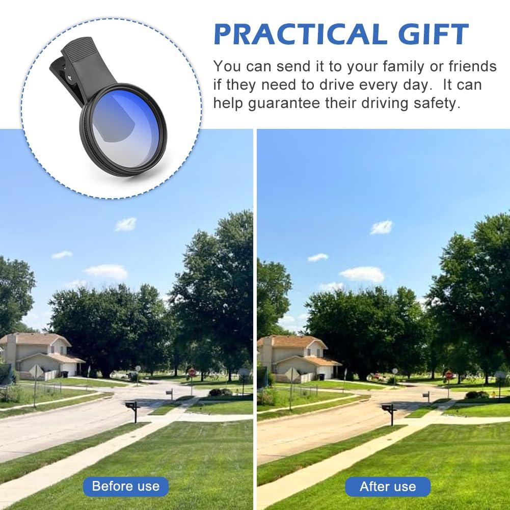 52MM Clip-on CPL Phone Camera Lens Filter Kit, Clip On Polarizer Phone Camera Lens Accessories Ultra Slim Phone Camera Lens Filter with Cleaning Cloth Works with Most Smartphones(Black) - Image 3