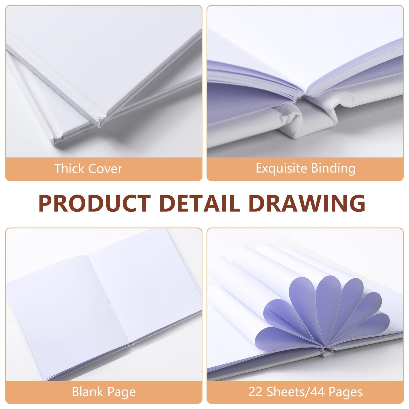 zmybcpack 12 Pack White Hardcover Blank Book 6x8 inch, Hardcover Blank book for Students to Write Stories, Hardcover Sketchbooks Journal（White，22 Sheets/ 44 Pages Each） - Image 4