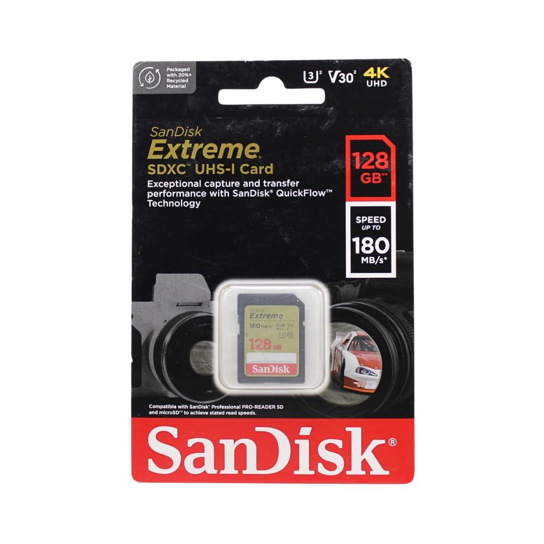 SanDisk 128GB Extreme SDXC UHS-I Memory Card - C10, U3, V30, 4K, UHD, SD Card - SDSDXVA-128G-GNCIN