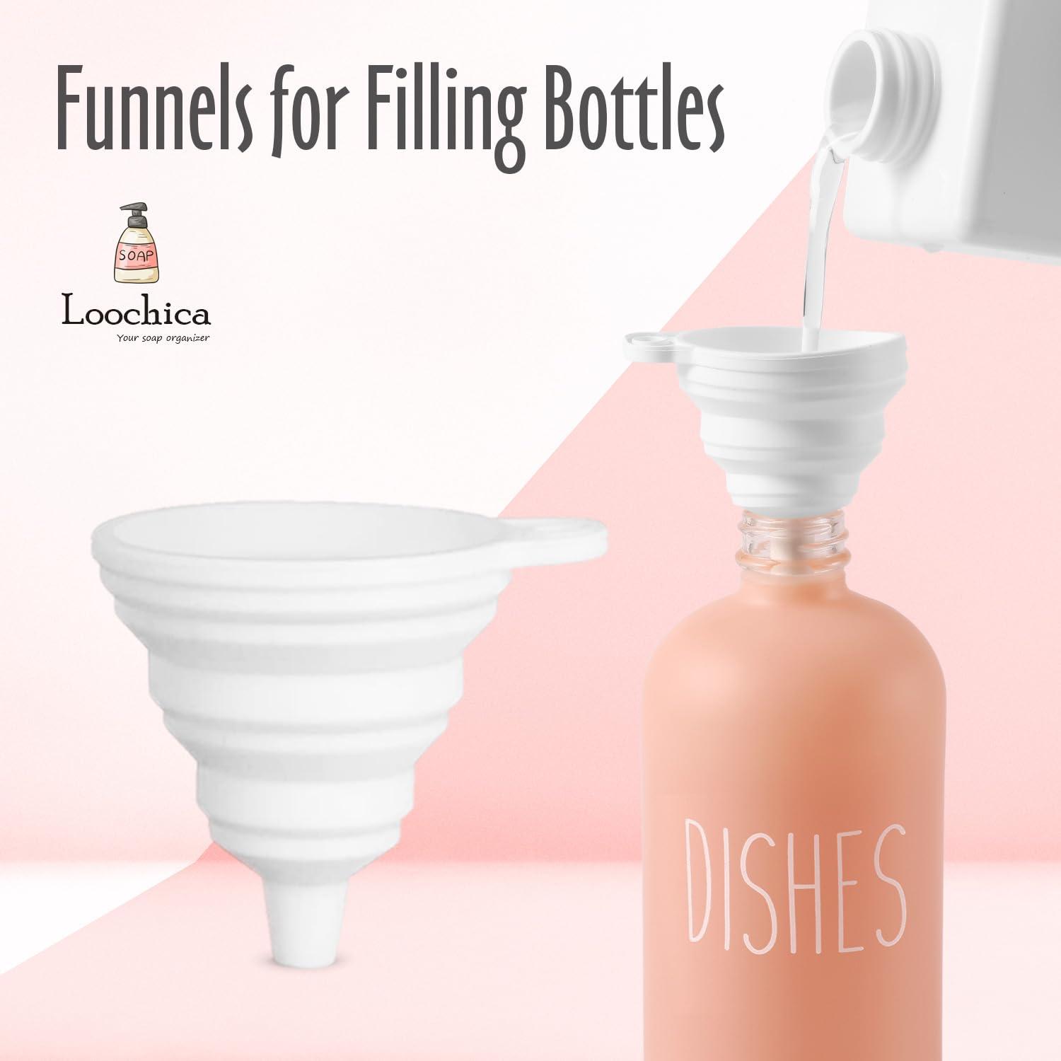 Loochica 2 Pack Blush Pink Glass Soap Dispenser Set with Tray, Hand and Dish Glass Soap Dispensers for Kitchen Sink, Kitchen Soap Dispenser Set Suitable for Kitchen Decor - Image 4
