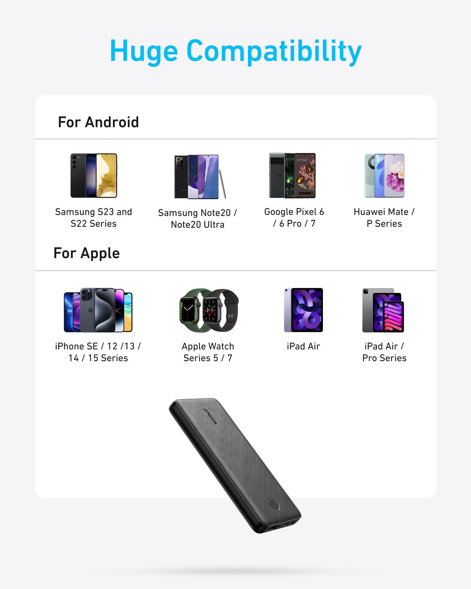 Anker Power Bank(PowerCore 10K),Compact Travel-Ready 10,000mAh Battery Pack with PowerIQ Charging Technology,5V/3A High-Speed Charging for iPhone,iPad,and More (USB-C Input and Output（Black），1pack) - Image 7