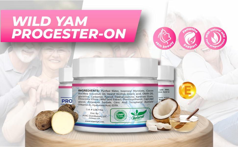 Wild Yam Balancing Cream for Women – with Vitamin E, Coconut Oil & Hyaluronic Acid – 1500mg Natural Extract – Menopause & Skin Support, 4 oz - Image 2