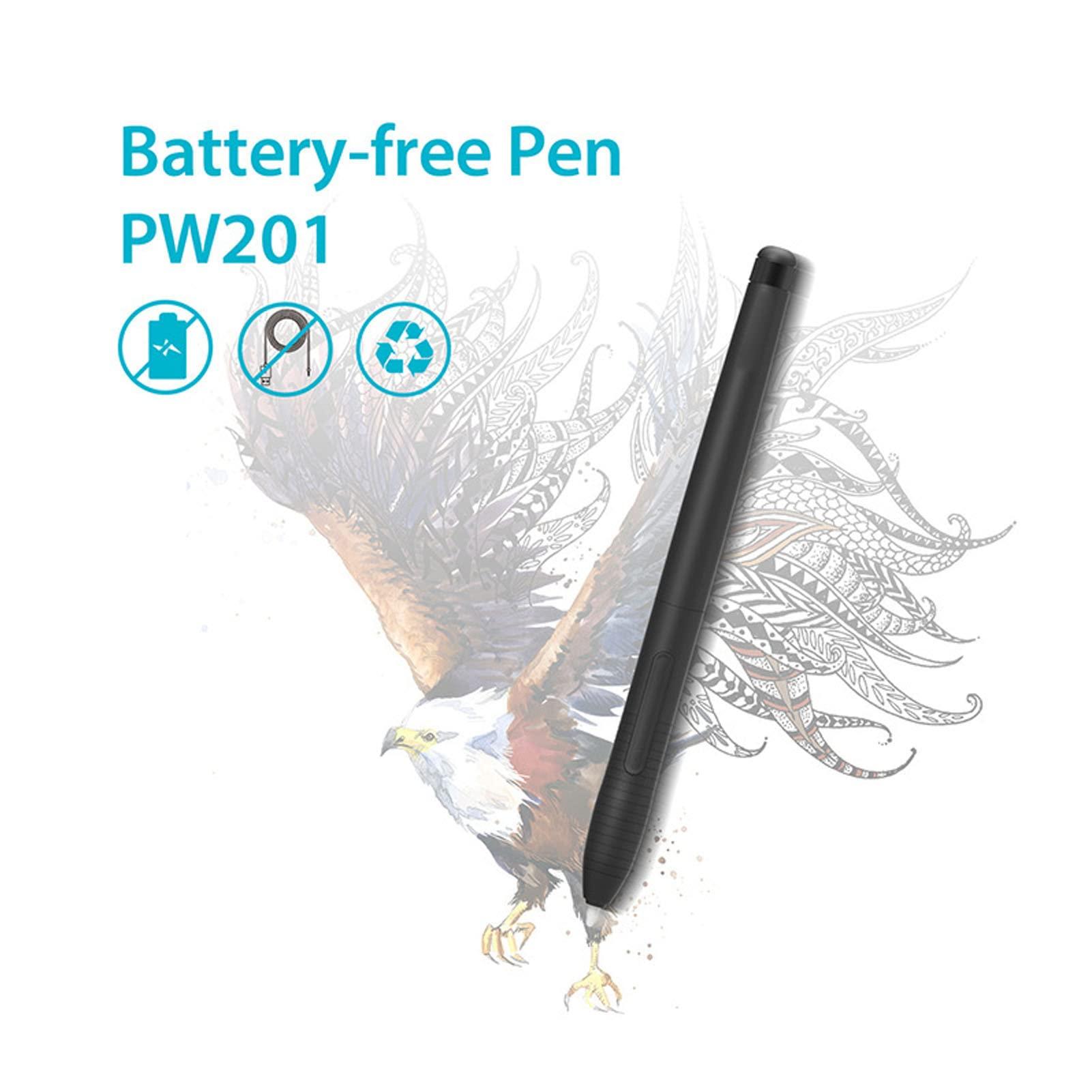 PW201 Stylus Pen for Huion HST640 H610PRO V2 HC16 HS64 HS610 GC610 H1161 H320M Drawing Tablet, Ergonomic Pen Replacement for Drawing Board - Image 3