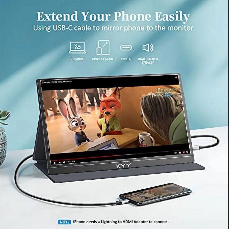 KYY 15.6inch Portable Monitor 1080P FHD IPS Gaming Monitor, Computer Display, for Laptop PC MAC Phone PS4 Xbox Switch, 1080P, FHD, USB-C, HDMI, Premium Smart Cover, Screen Protector, Speakers, HDR - Image 10